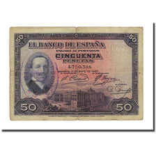 Banknote, Spain, 50 Pesetas, 1927, 1927-05-17, KM:80, VF(20-25)