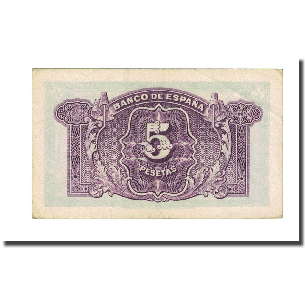 Banknote, Spain, 5 Pesetas, 1935, 1935, KM:85a, AU(55-58)