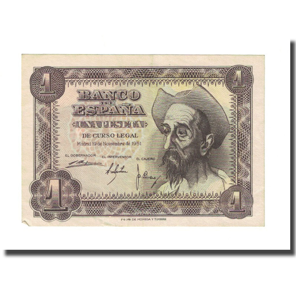 Billet, Espagne, 1 Peseta, 1951, 1951-11-19, KM:139a, SUP