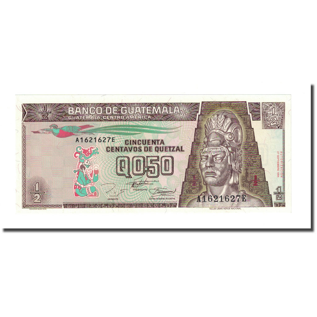 Billet, Guatemala, 1/2 Quetzal, 1994, 1994-09-27, KM:86b, NEUF