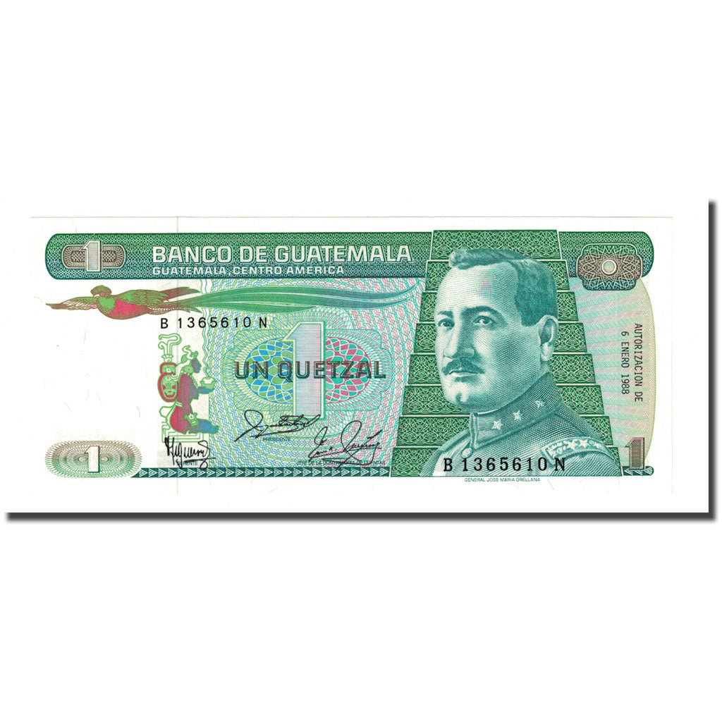Banknote, Guatemala, 1 Quetzal, 1988, 1988-01-06, KM:66, UNC(65-70)