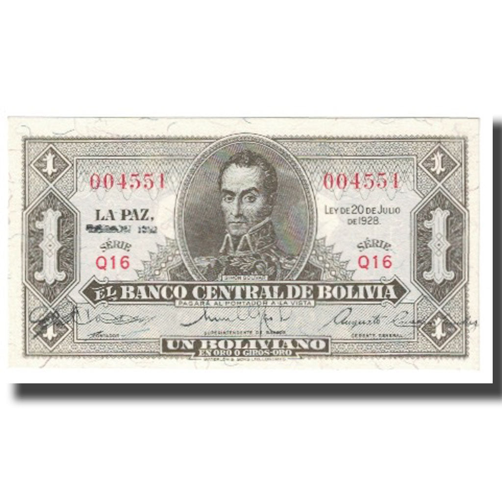 Billet, Bolivie, 1 Boliviano, 1928, 1928-07-20, KM:128a, NEUF