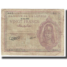 Banknote, Algeria, 20 Francs, 1942, 11-11-1942, KM:92a, VG(8-10)
