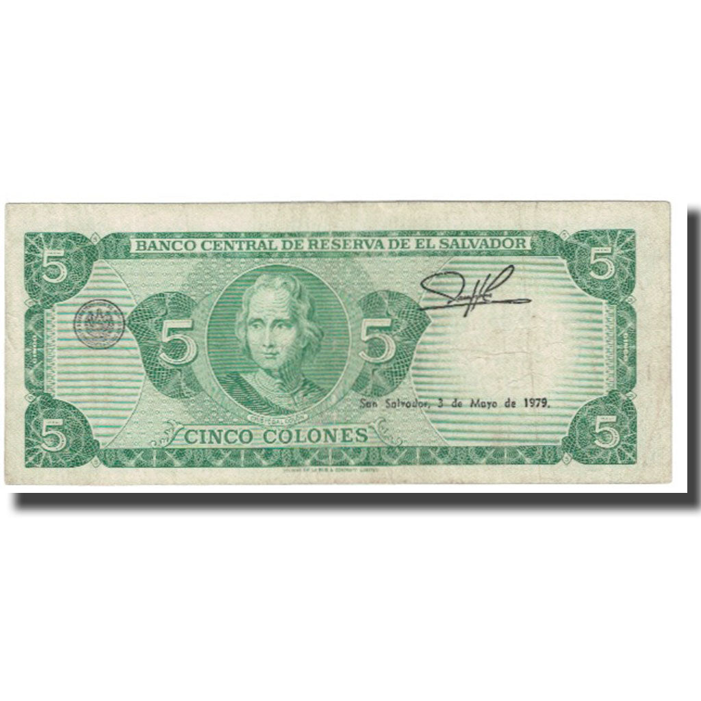 Banknote, El Salvador, 5 Colones, 1976, 1976-06-24, KM:134a, VF(20-25)