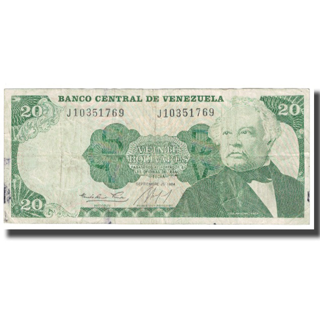 Banknote, Venezuela, 20 Bolivares, 1984, 1984-09-25, KM:53a, VF(20-25)