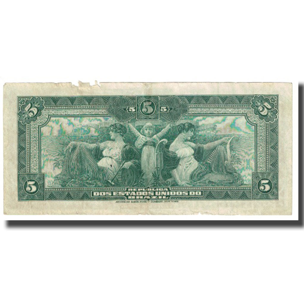 Banknote, Brazil, 5 Mil Reis, KM:24a, VF(20-25)