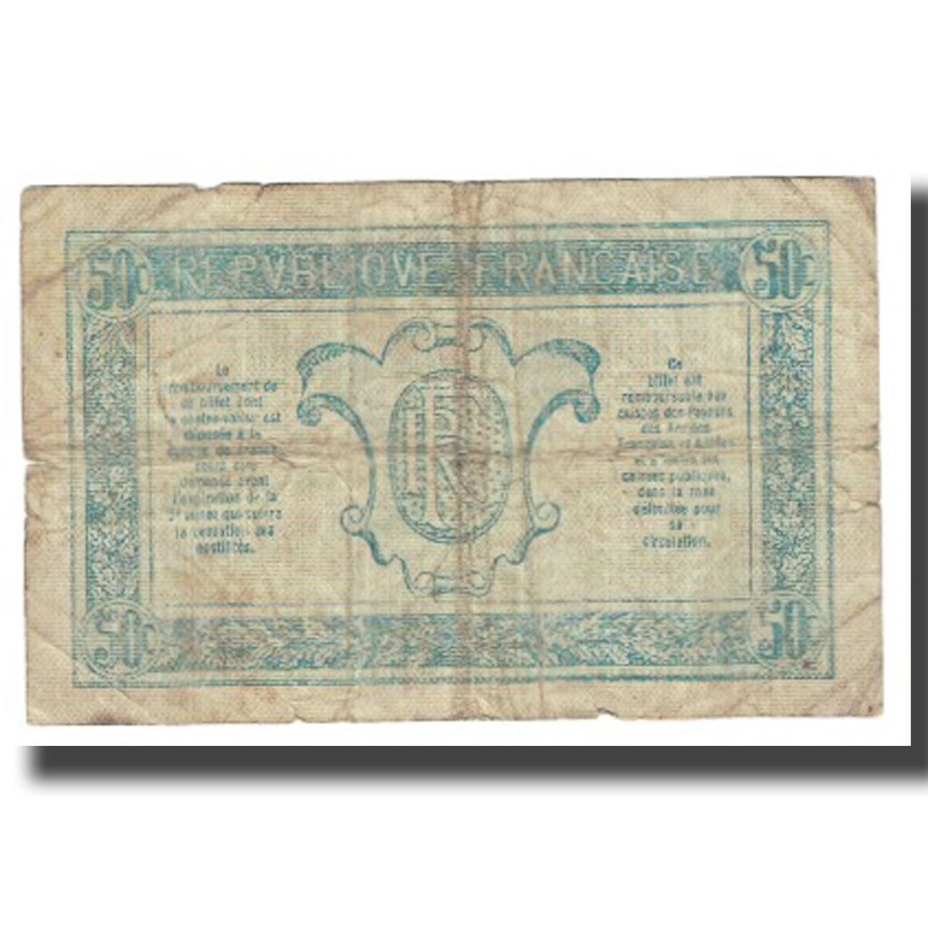 France, 50 Centimes, 1917-1919 Army Treasury, VG(8-10), KM:M1