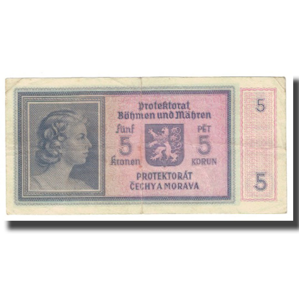 Banknote, Bohemia and Moravia, 5 Korun, KM:4a, VF(20-25)