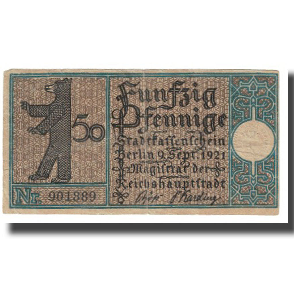 Banknote, Germany, 50 Pfennig, 1921, 1921-09-09, UNC(63)