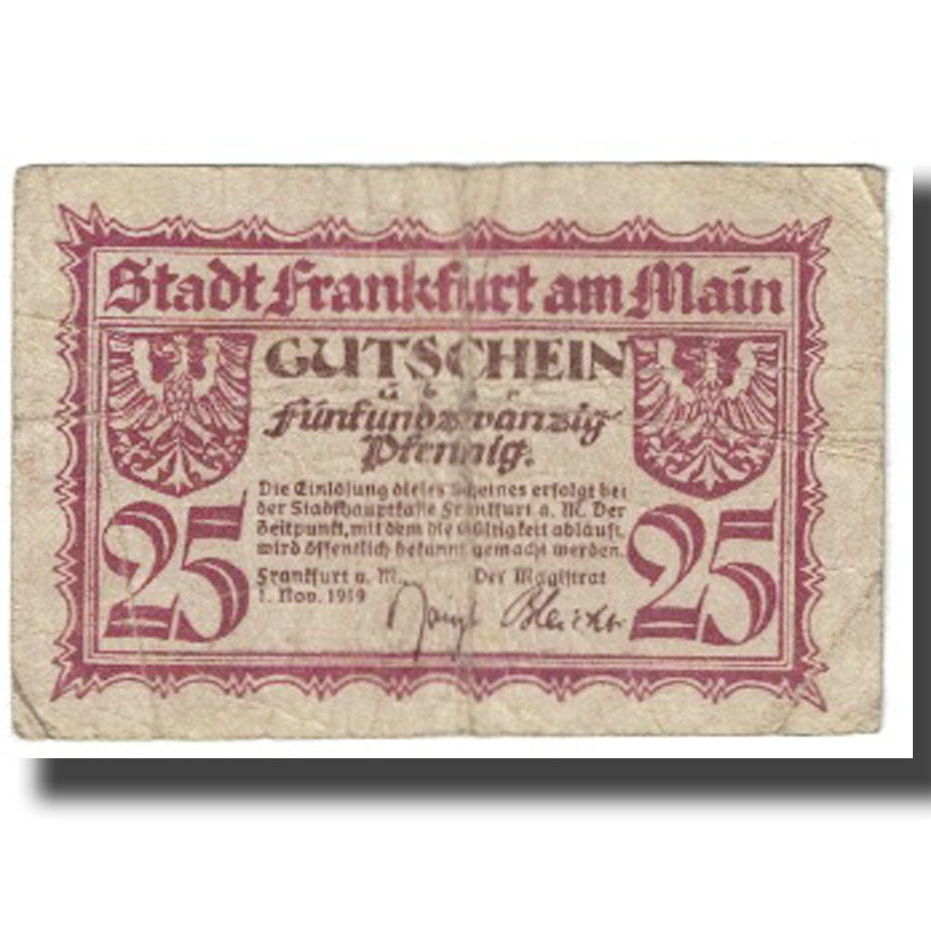 Nota, Alemanha, 25 Pfennig, 1919, 1919-11-01, VF(20-25)