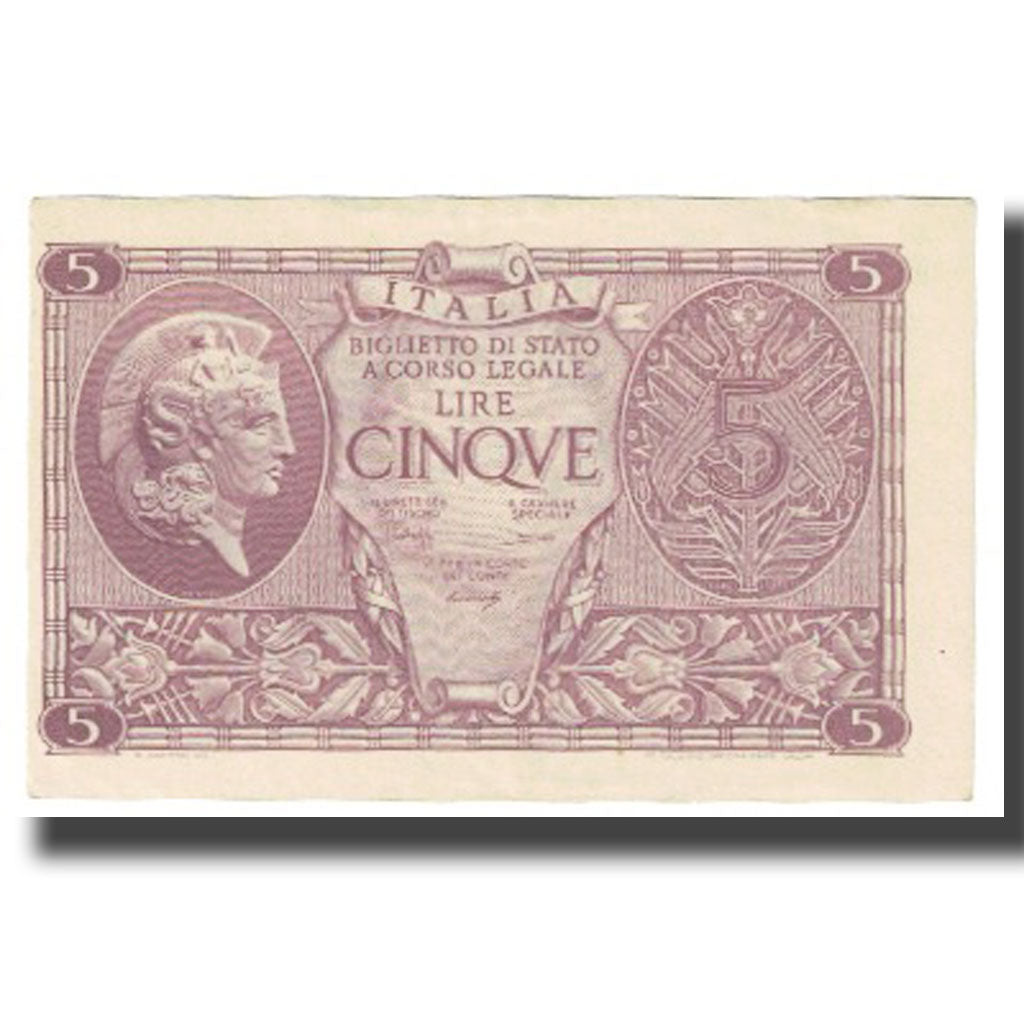 Banknote, Italy, 5 Lire, KM:31a, UNC(63)