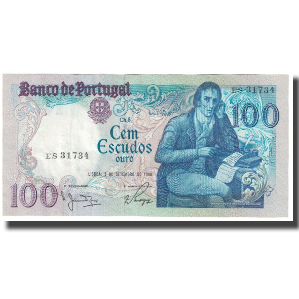 Banknot, Portugal, 100 Escudos, 1980, 1980-09-02, KM:178a, UNC(65-70)