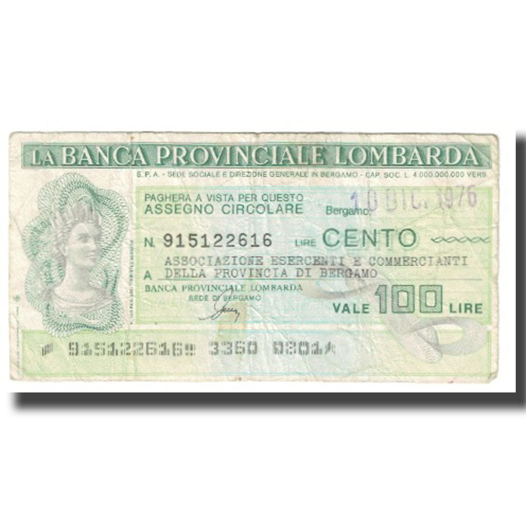 Billet, Italie, 100 Lire, TB