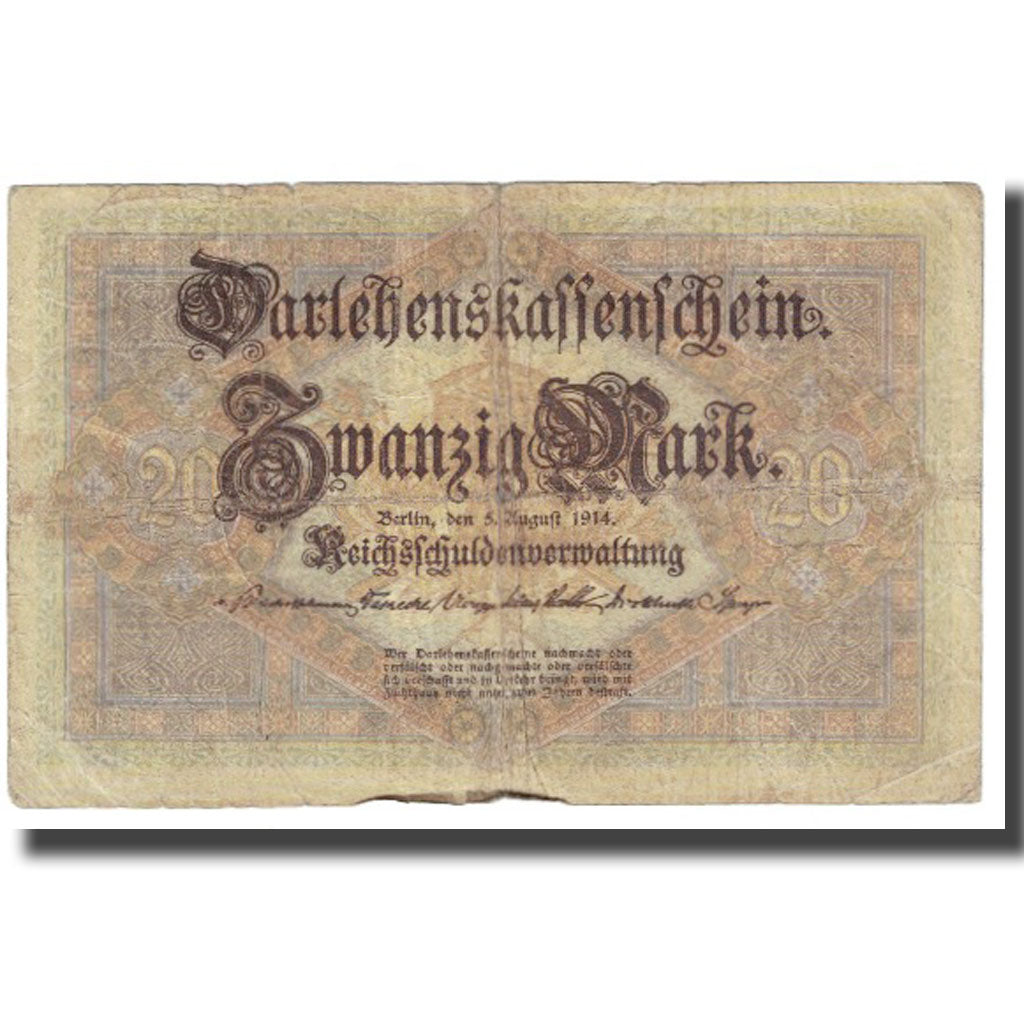 Banknote, Germany, 20 Mark, 1914, 1914-08-05, KM:48a, EF(40-45)