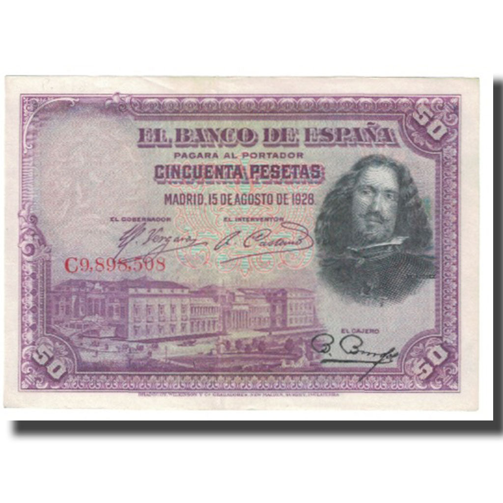 Banknote, Spain, 50 Pesetas, 1928, 1928-08-15, KM:75b, UNC(63)