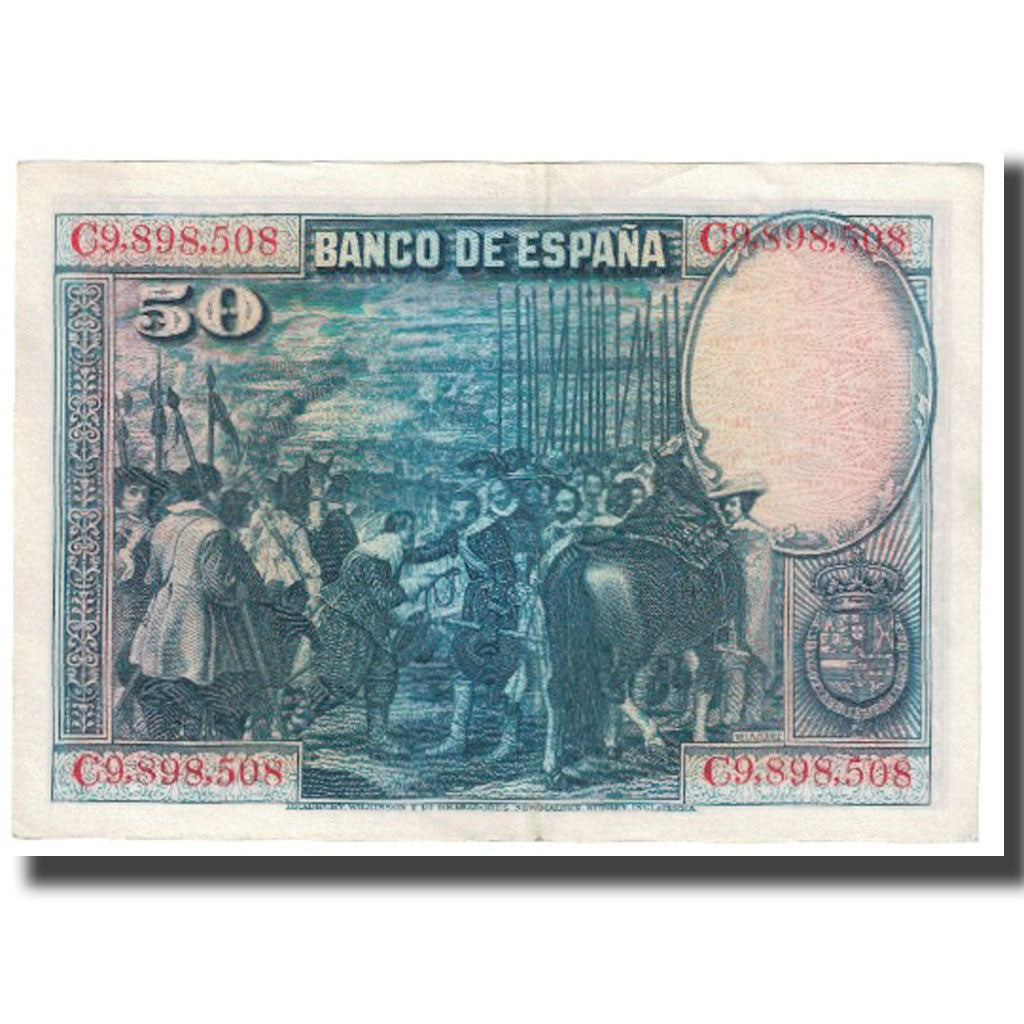Banknote, Spain, 50 Pesetas, 1928, 1928-08-15, KM:75b, UNC(63)