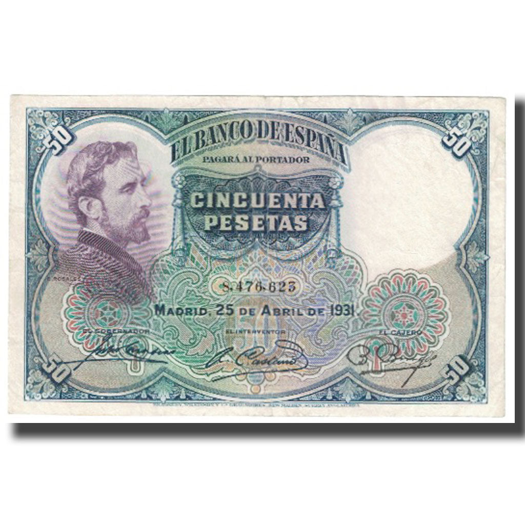 Billet, Espagne, 50 Pesetas, 1931, 1931-04-23, KM:82, SUP