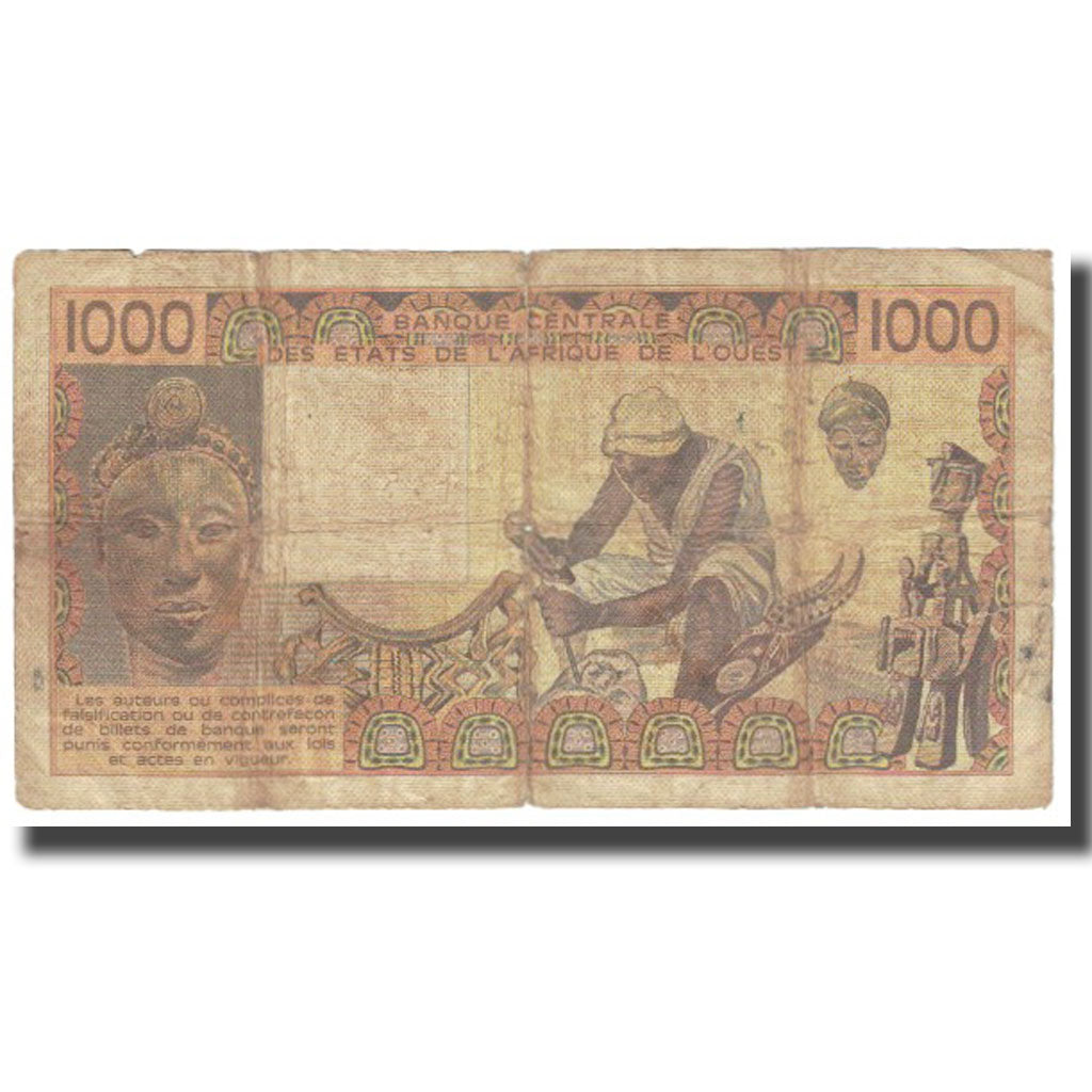 Banknote, West African States, 1000 Francs, 1981, KM:107Ab, VG(8-10)
