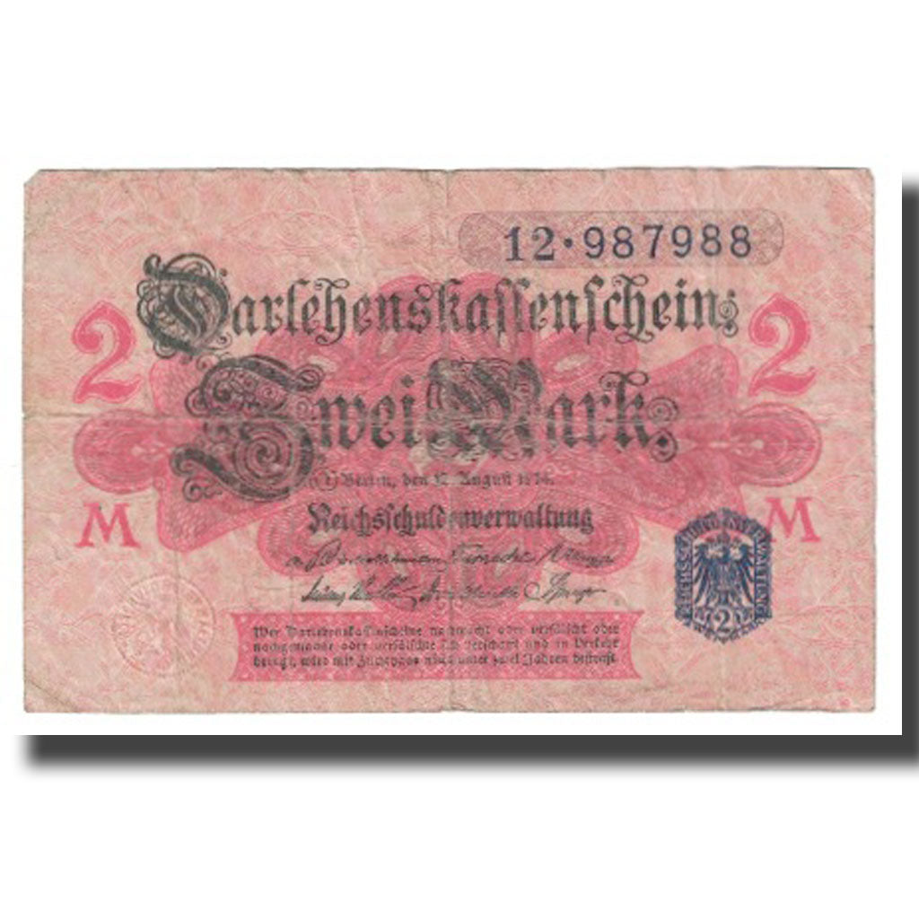 Banknote, Germany, 2 Mark, 1914, 1914-08-12, KM:54, EF(40-45)