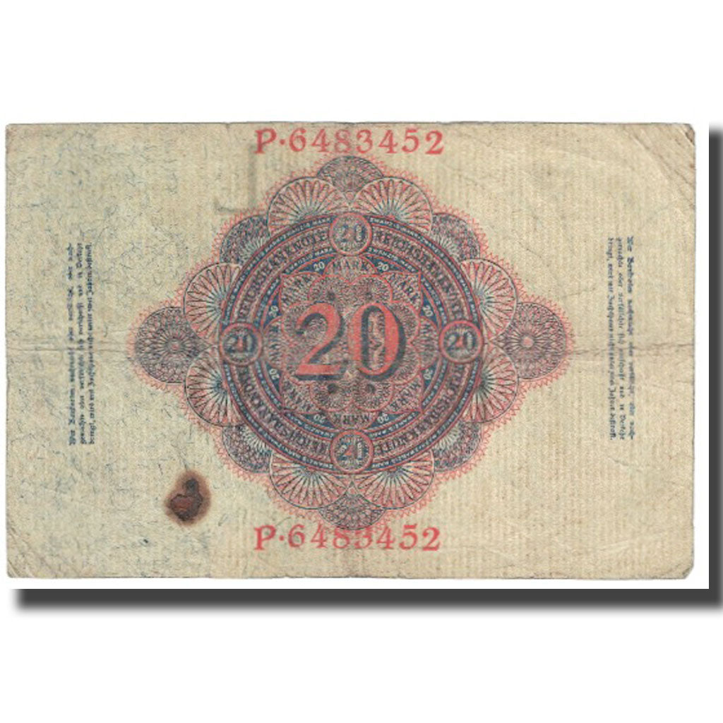Billete, 20 Mark, 1914, Alemania, 1914-02-19, KM:46a, MBC+
