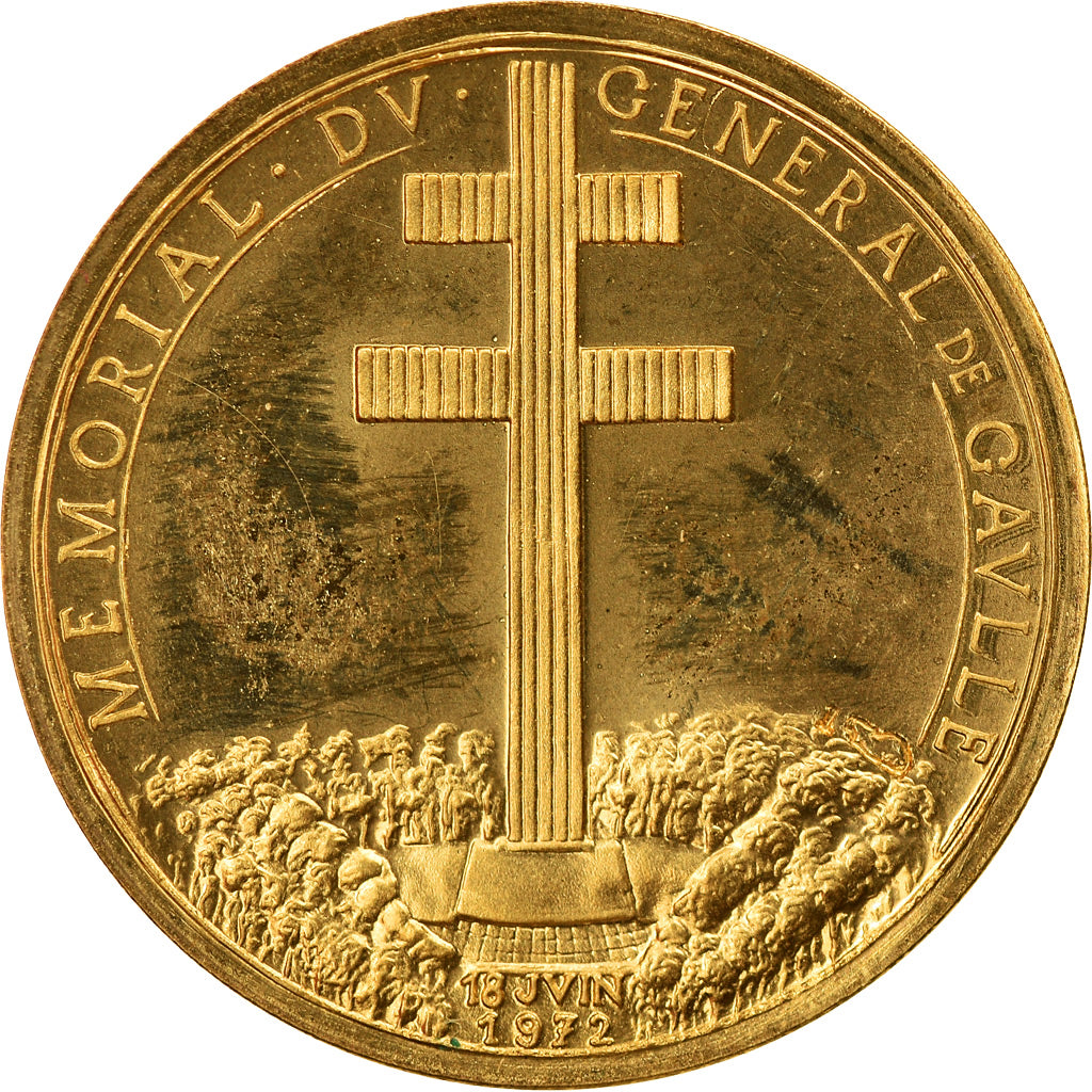 France, Médaille, Mémorial du Général de Gaulle, 1972, De Jaeger, FDC, Or