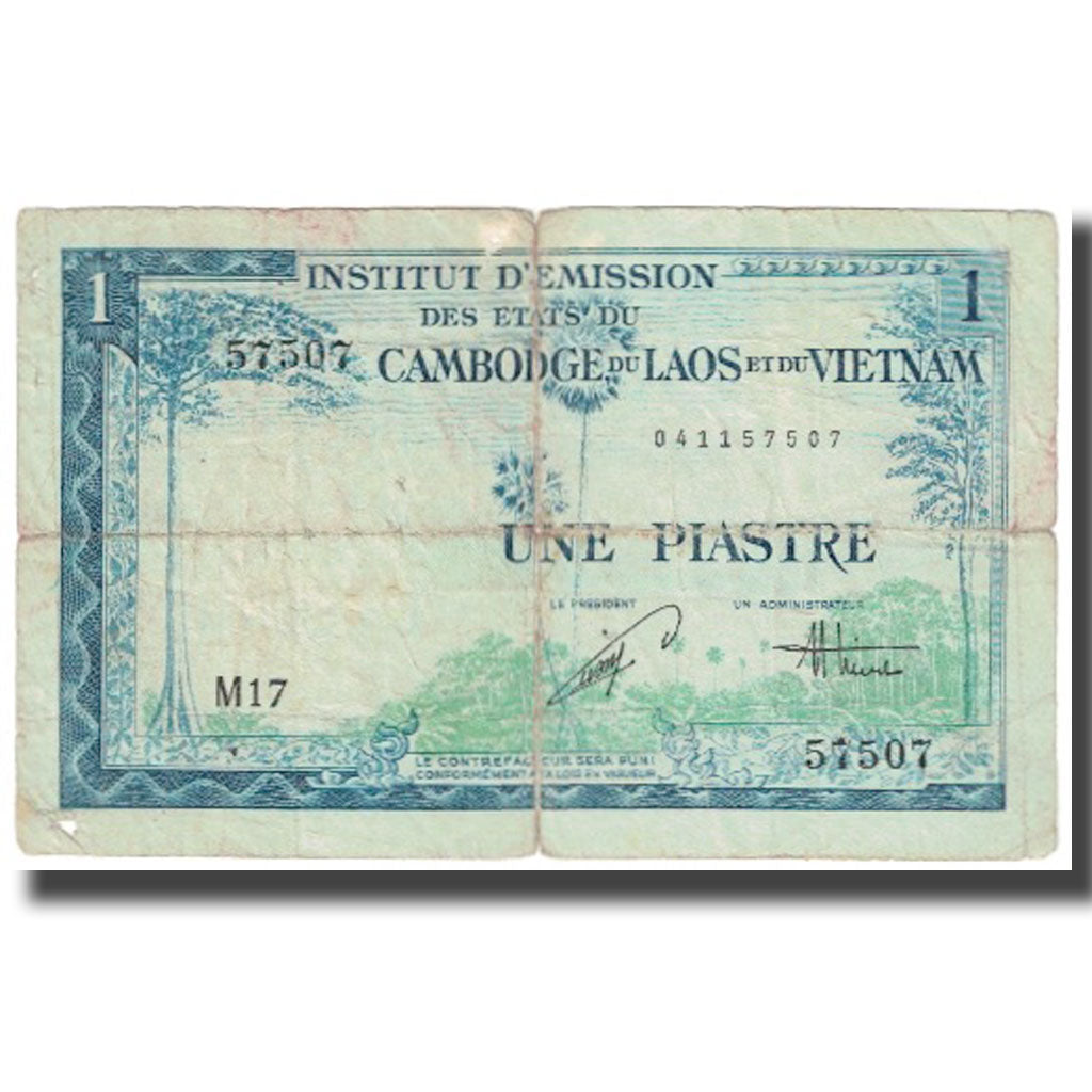 Banknote, FRENCH INDO-CHINA, 1 Piastre = 1 Riel, KM:94, VG(8-10)