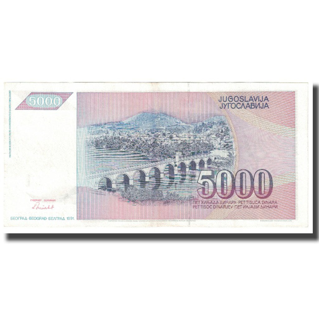 Banknote, Yugoslavia, 5000 Dinara, 1991, KM:111, AU(55-58)