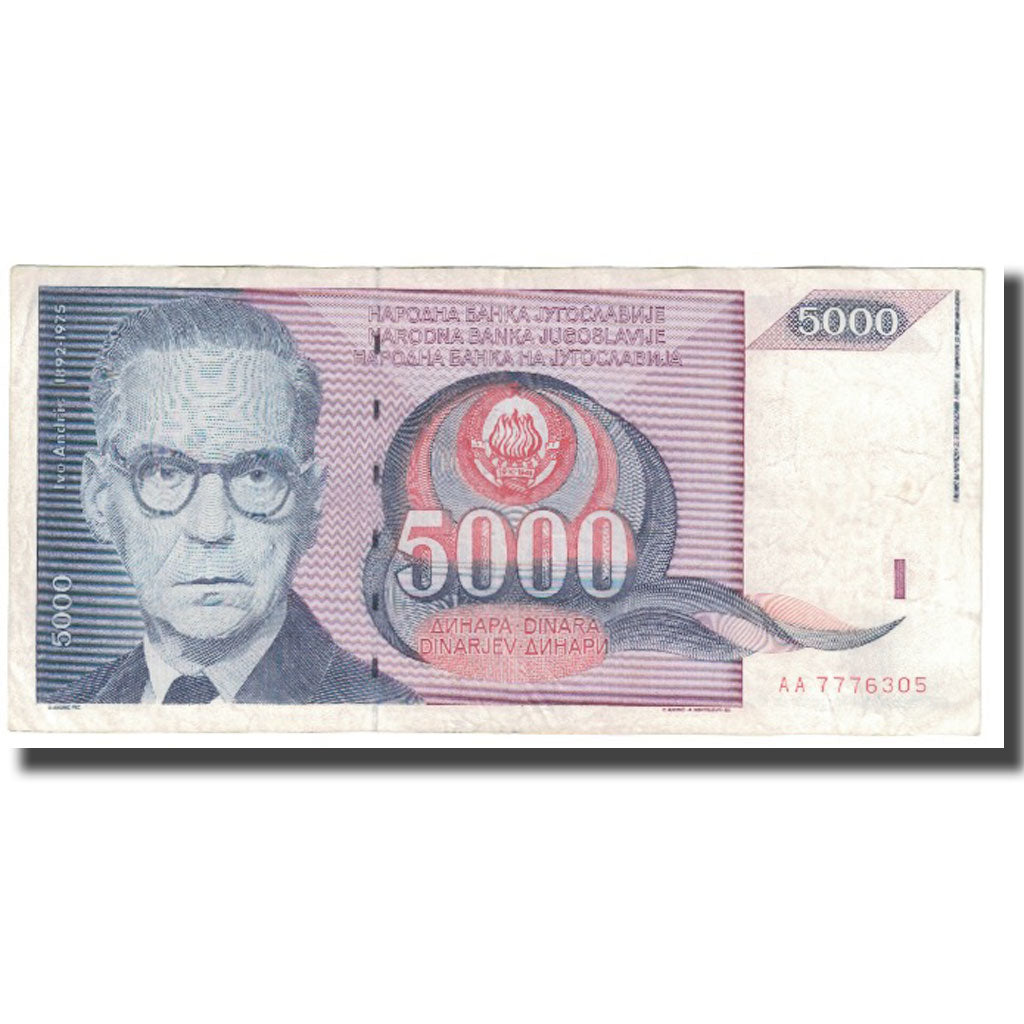 Banconote, Iugoslavia, 5000 Dinara, 1991, KM:111, MB