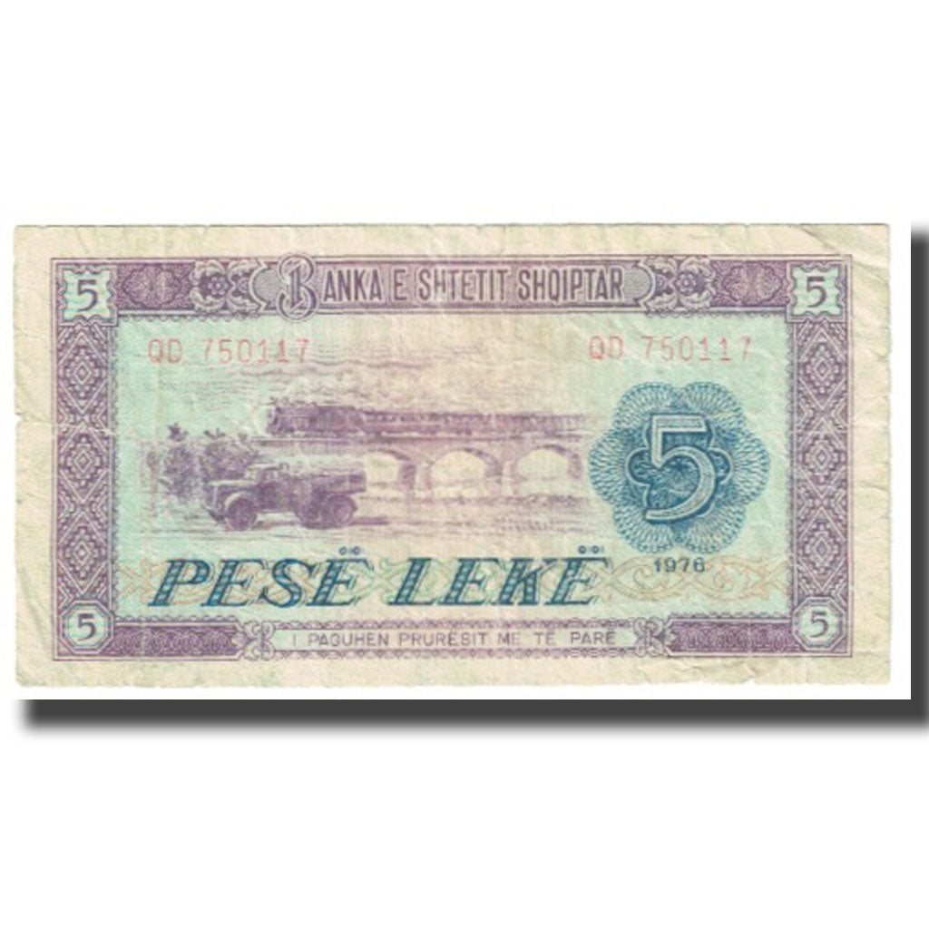 Banknote, Albania, 5 Lekë, 1976, KM:35a, VF(20-25)