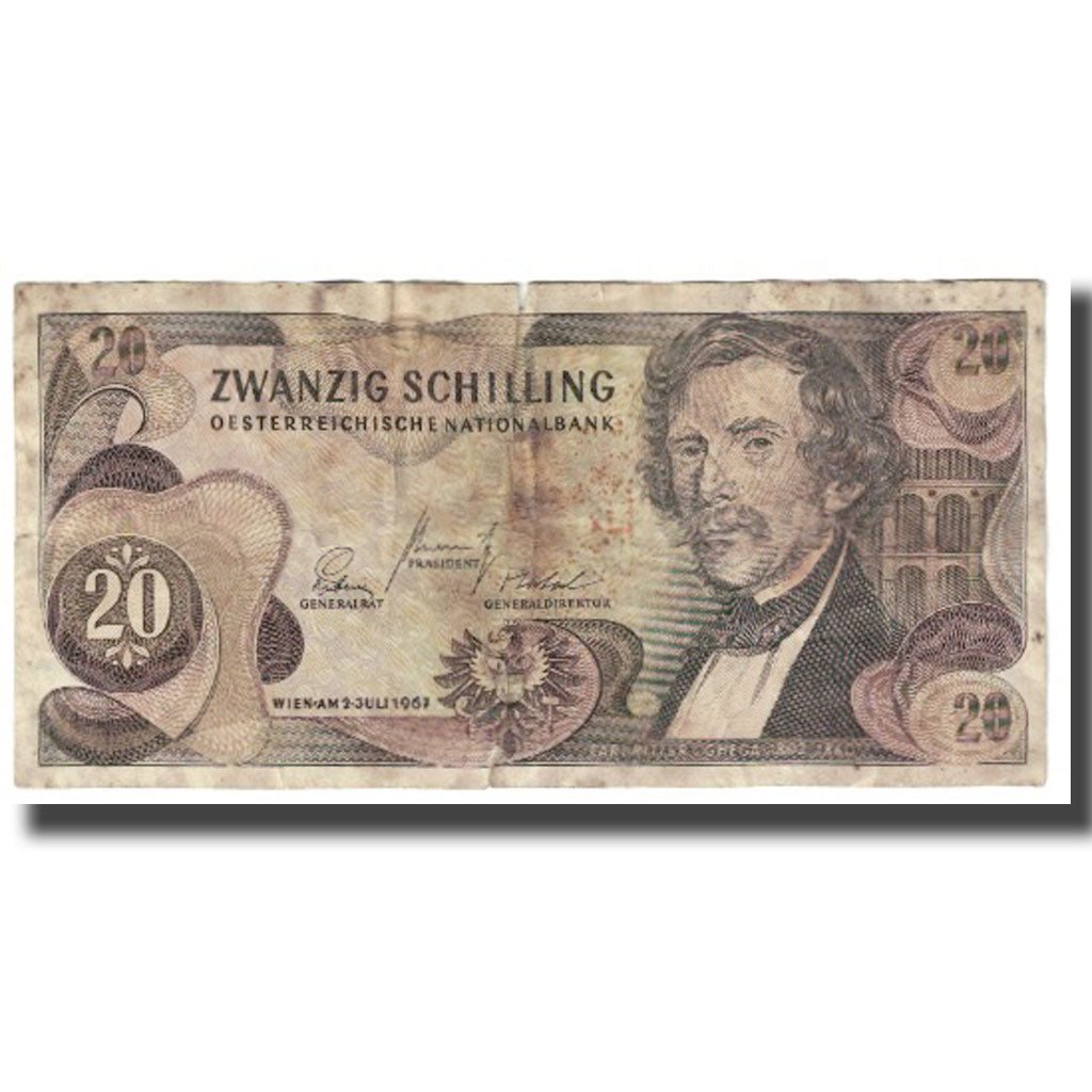 Banknote, Austria, 20 Schilling, 1967, 1967-07-02, KM:142a, G(4-6)