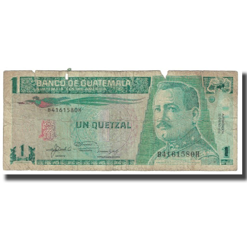Nota, Guatemala, 1 Quetzal, 1992, 1992-01-22, KM:73c, VG(8-10)