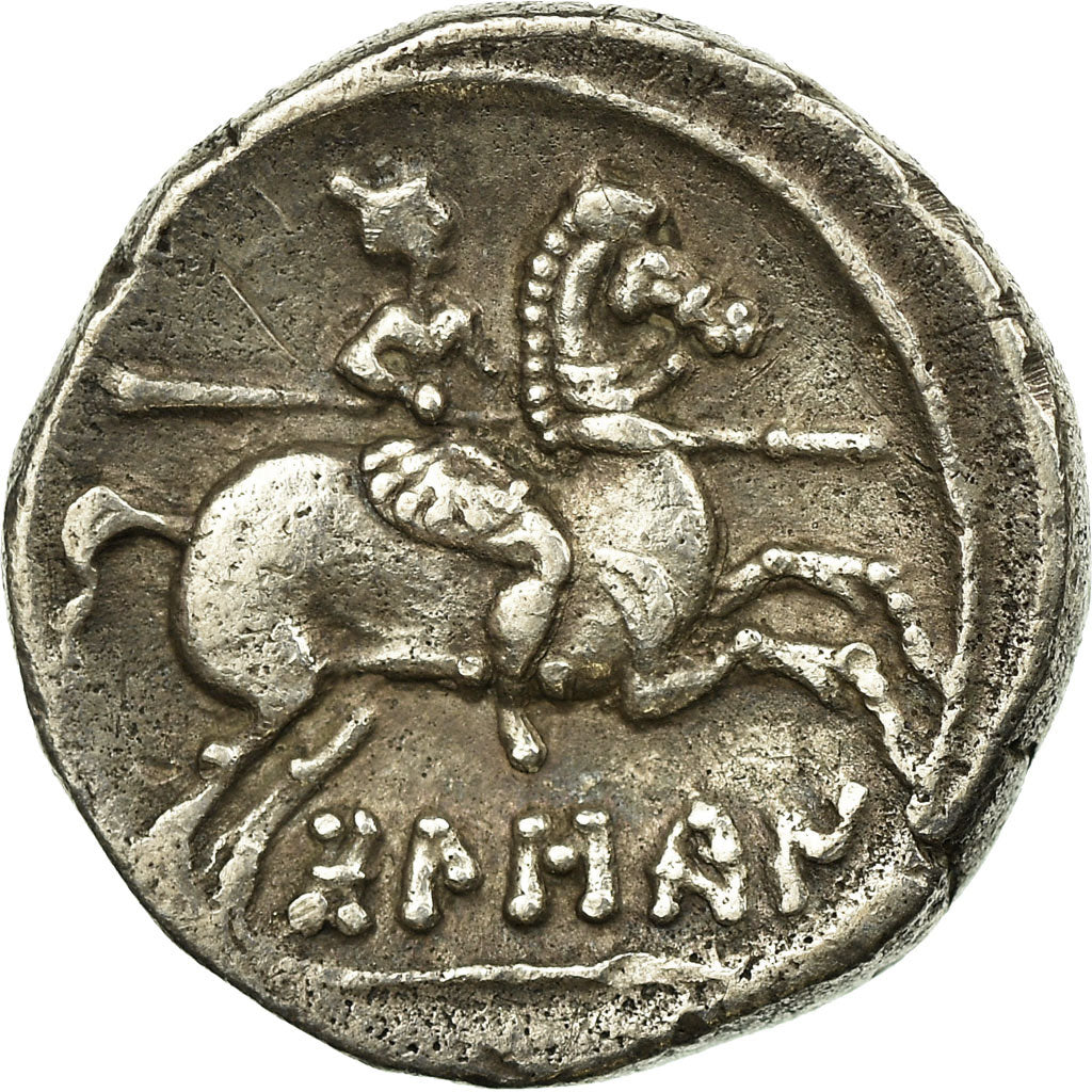 Coin, Spain, Bolskan, Denarius, AU(50-53), Silver, Pozzi:5