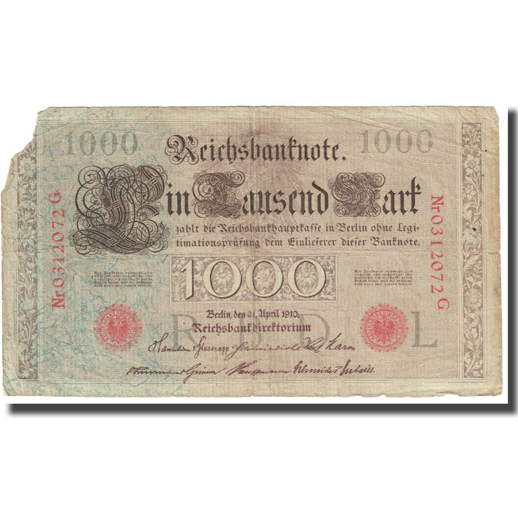 Banknote, Germany, 1000 Mark, 1910, 1910-04-21, KM:44a, VF(20-25)