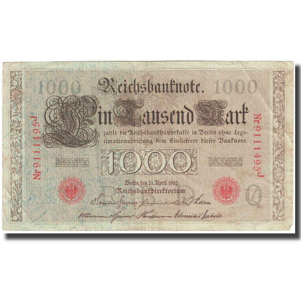 Billet, Allemagne, 1000 Mark, 1910, 1910-04-21, KM:44a, TTB
