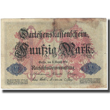 Nota, Alemanha, 50 Mark, 1914, 1914-08-05, KM:49b, VF(20-25)