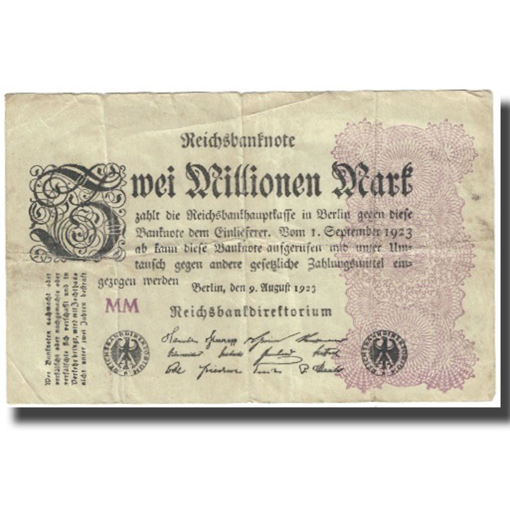 Banknote, Germany, 2 Millionen Mark, 1923, 1923-08-09, KM:104a, VF(20-25)