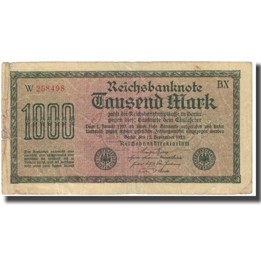 Banconote, Germania, 1000 Mark, 1922, 1922-09-15, KM:76a, BB