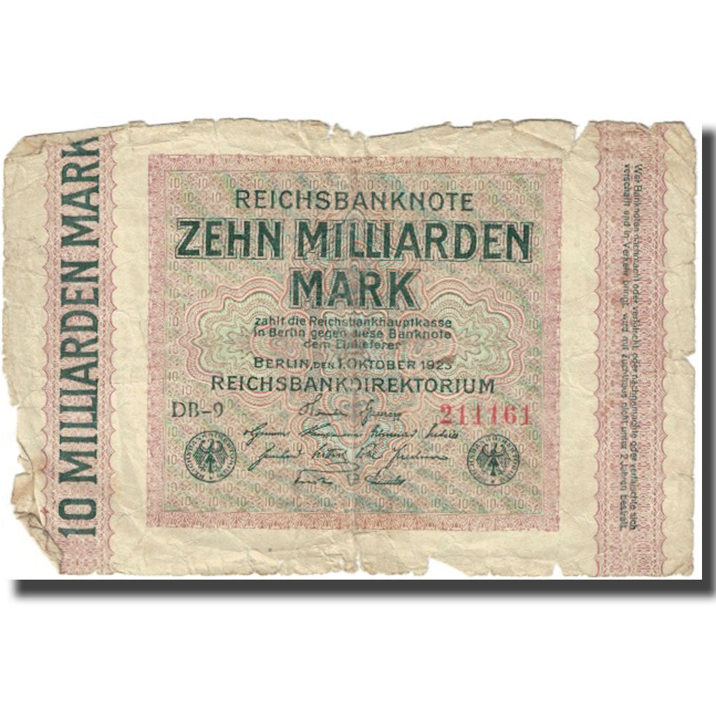 Billet, Allemagne, 10 Milliarden Mark, 1923, 1923-10-01, KM:117a, B