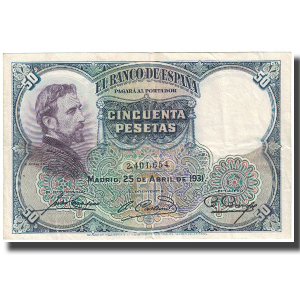 Banknote, Spain, 50 Pesetas, 1931, 1931-04-25, KM:82, EF(40-45)