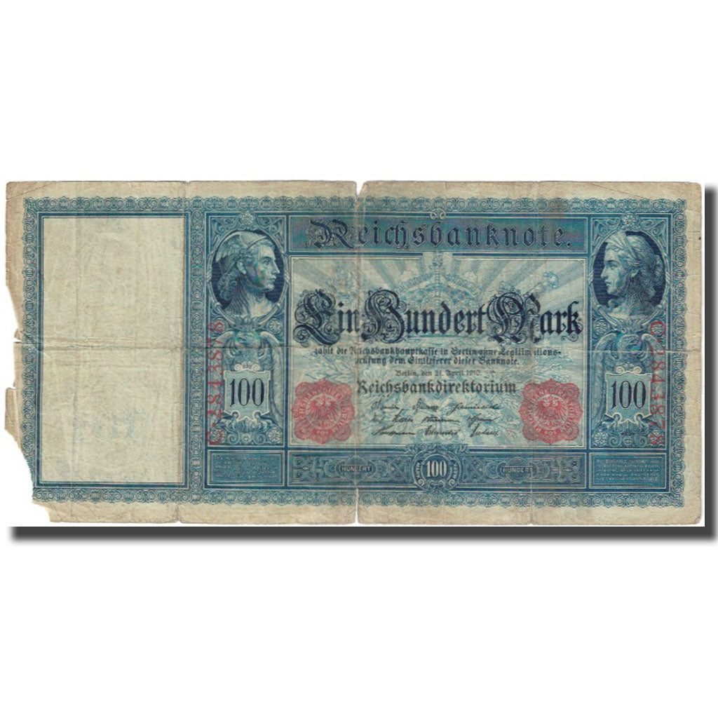 Banknote, Germany, 100 Mark, 1910, 1910-04-21, KM:42, G(4-6)