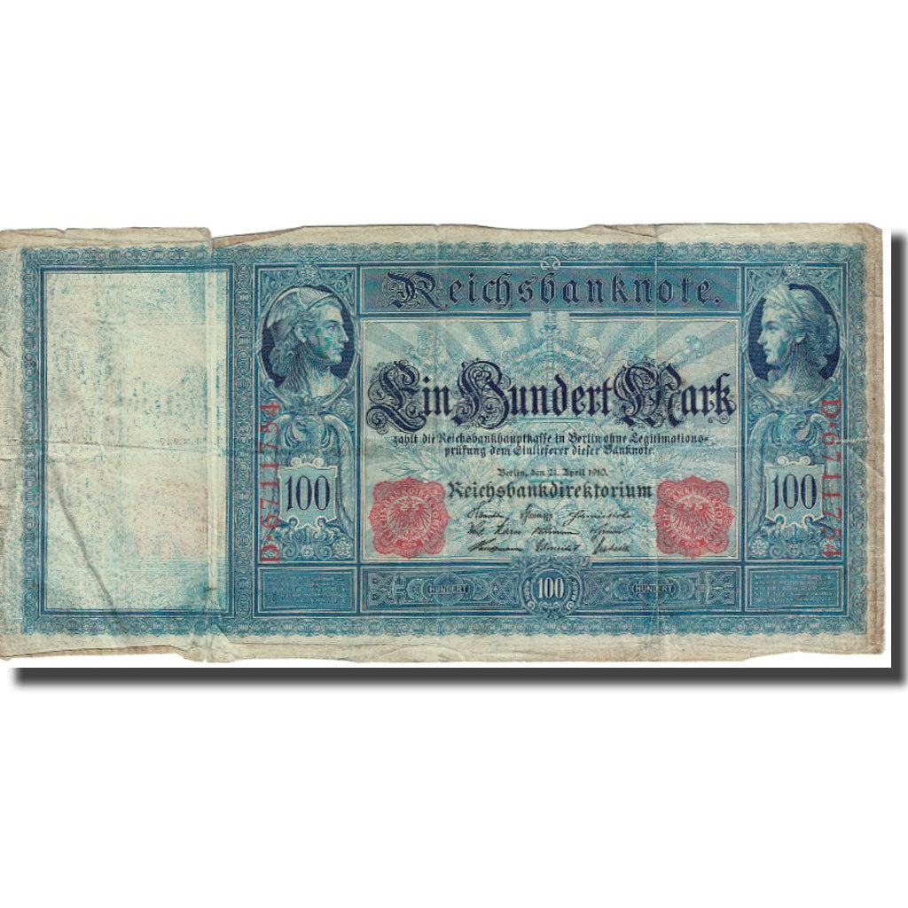 Banknote, Germany, 100 Mark, 1910, 1910-04-21, KM:42, VG(8-10)