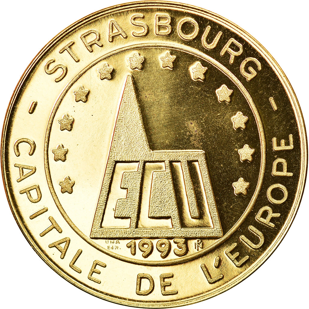 France, Token, Ecu de Strasbourg, Europe, 1993, MS(63), Copper-Nickel-Aluminum