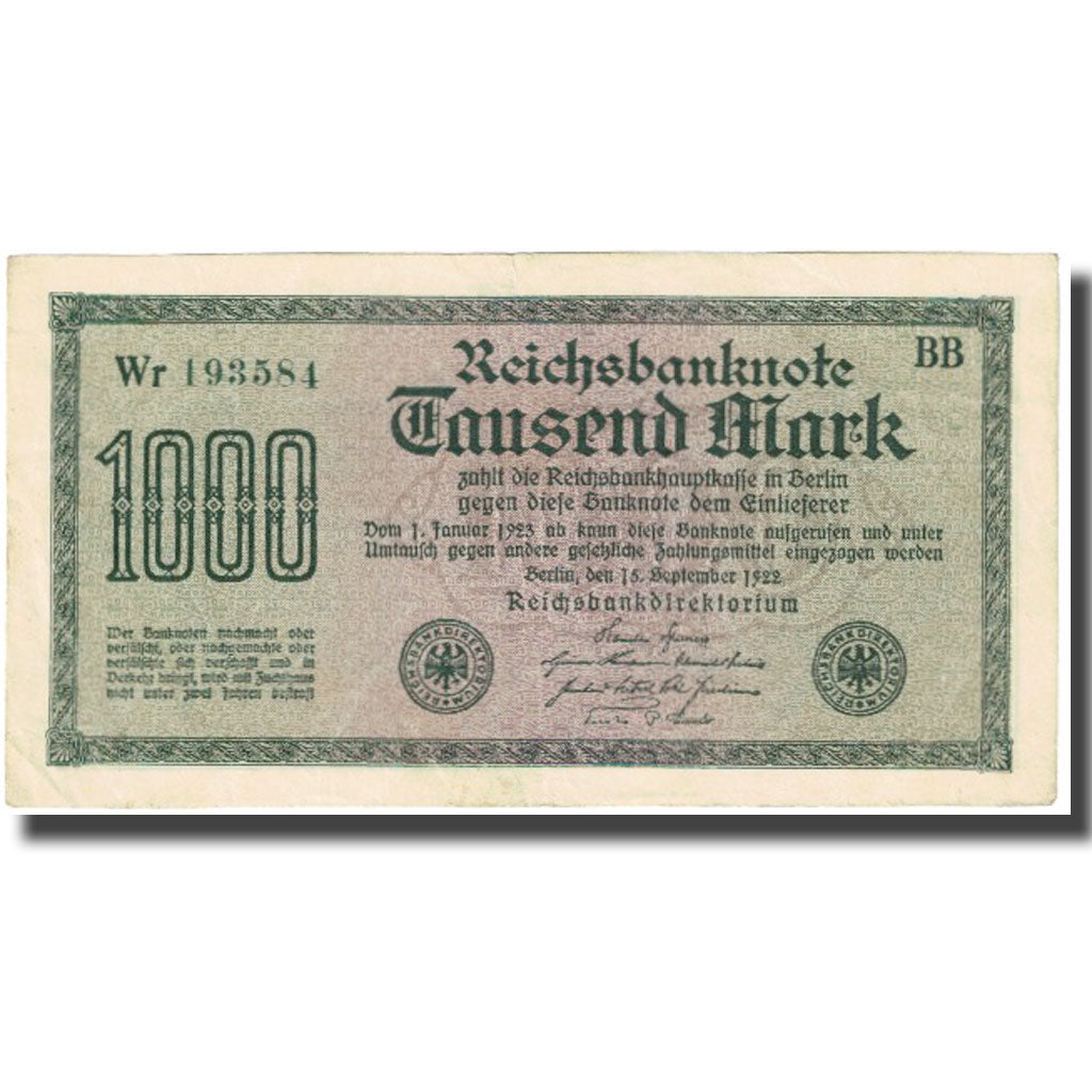 Banknote, Germany, 1000 Mark, 1922, 1922-09-15, KM:76a, UNC(63)