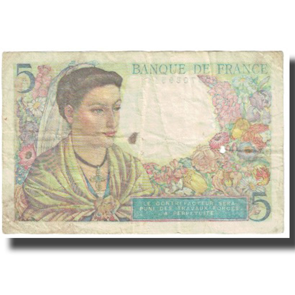 France, 5 Francs, 1945, 1945-04-05, TTB, Fayette:5.6, KM:98a