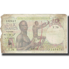 Nota, África Ocidental Francesa, 10 Francs, 1949, 1949-09-28, KM:37, VF(20-25)