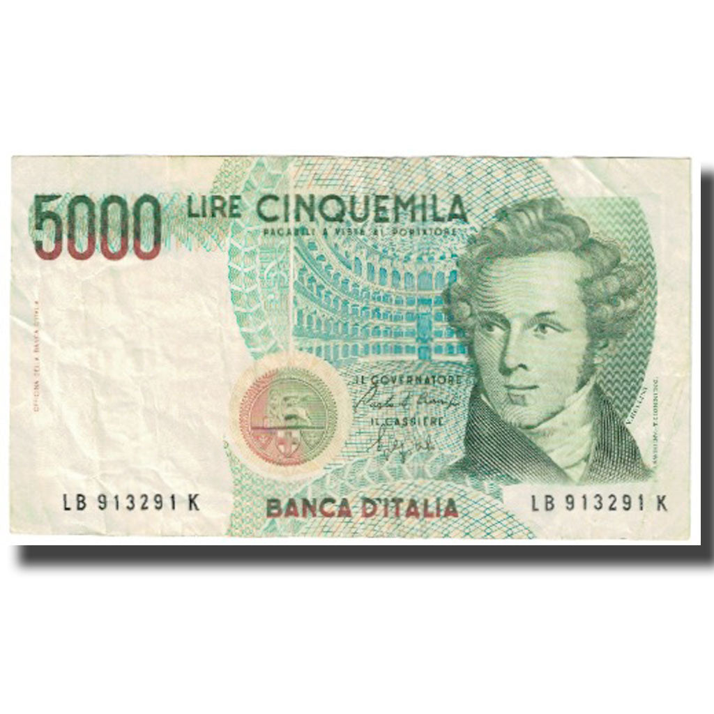 Nota, Itália, 5000 Lire, 1985, 1985-01-04, KM:111b, AU(55-58)
