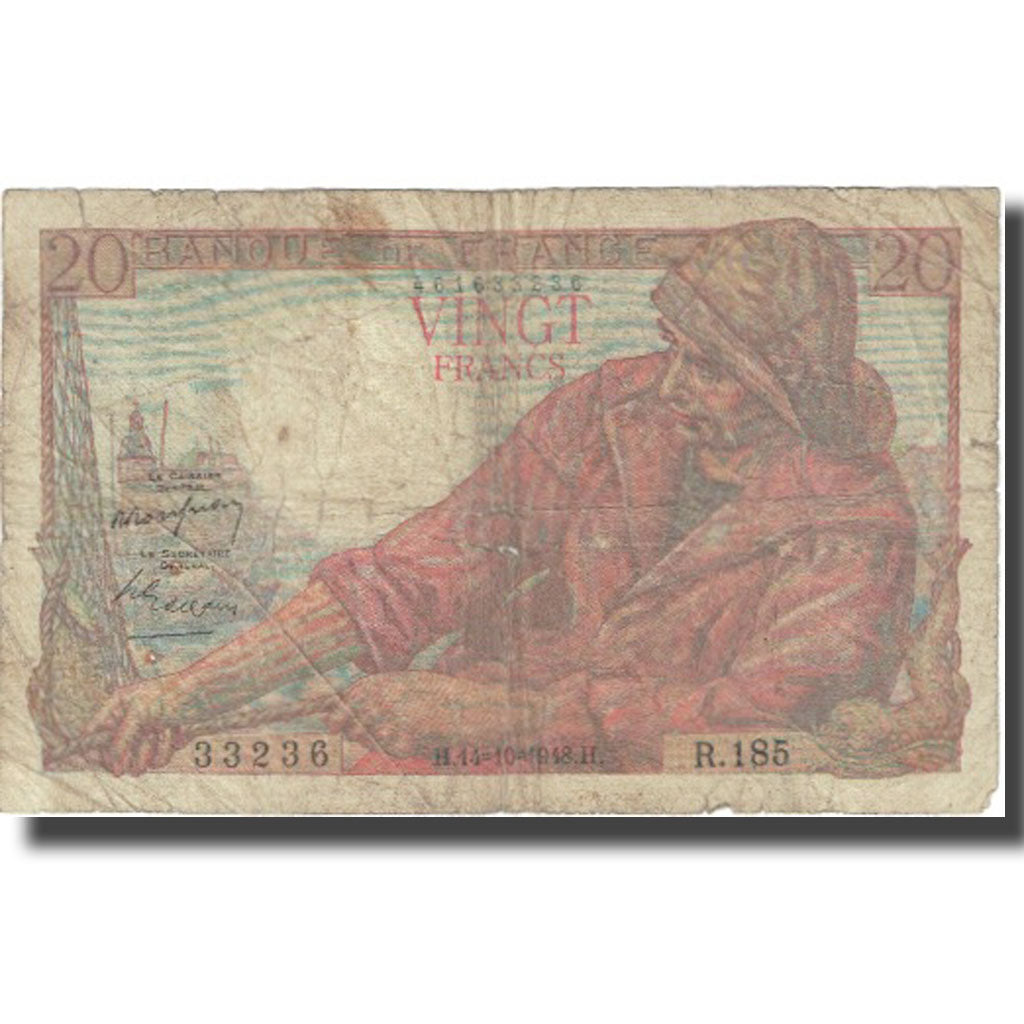 France, 20 Francs, 1948, 1948-10-14, VF(20-25), Fayette:13.13, KM:100c