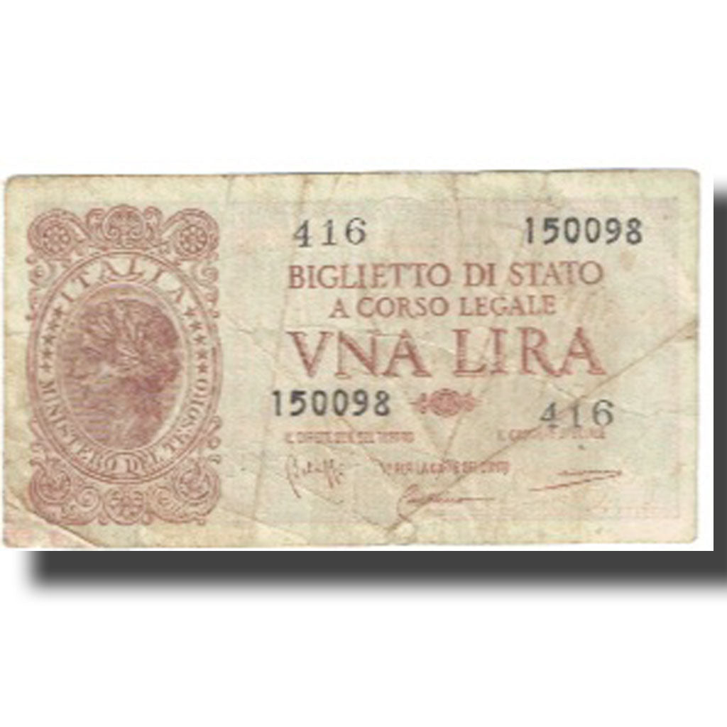 Banknote, Italy, 1 Lira, 1944, 1944-11-23, KM:29a, VF(20-25)