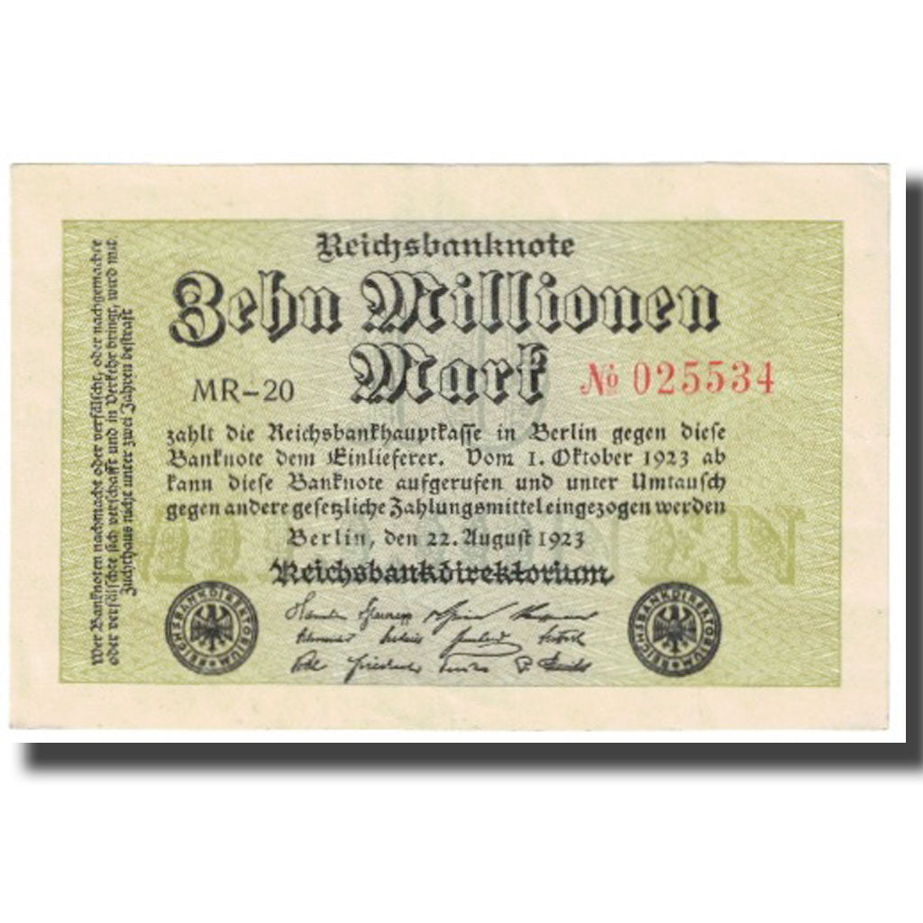 Banconote, Germania, 10 Millionen Mark, 1923, 1923-08-22, KM:106a, SPL