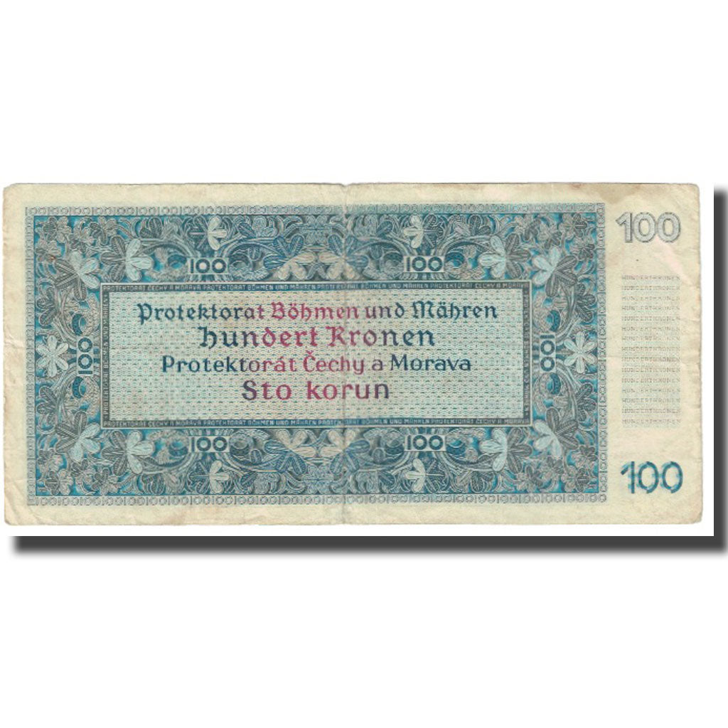 Billet, Bohemia and Moravia, 100 Korun, 1940, 1940-08-20, KM:7a, TTB